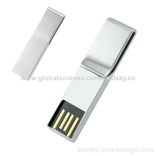 Custom metal clip USB drive, waterproof, dust-proof chipset inserted, USB2.0 interfaceNew